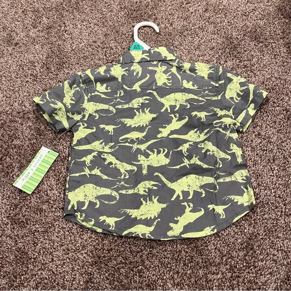 NWT Gray and Green Peanut & Ollie Dinosaur Button Up Shirt - Picture 2 of 4